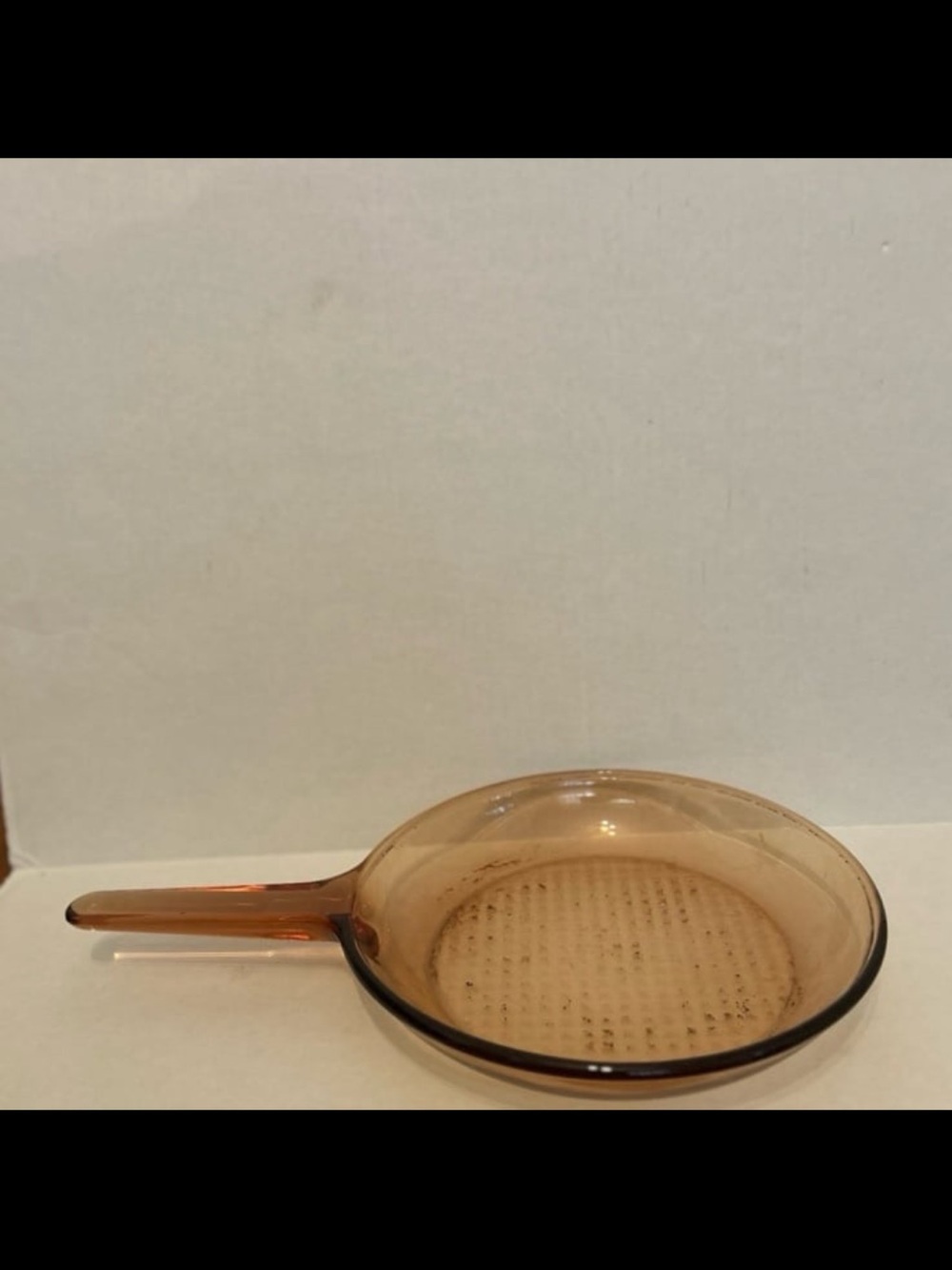 Amber Glass Skillet Pan with Handle - Home Kitchen Cookware Pyrex vtg visonware